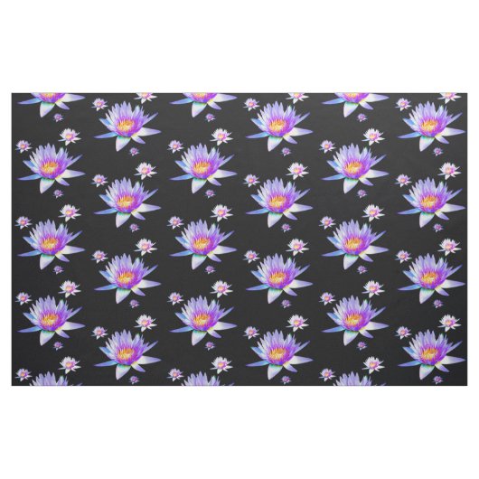 紫色のはすの花パターン ファブリック (ヤード)