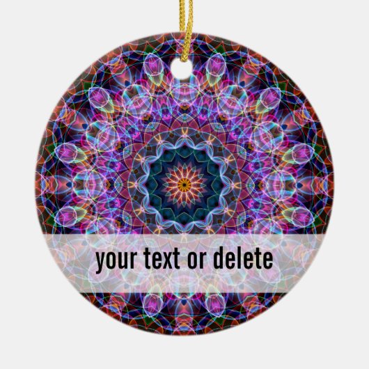 紫色のはす万華鏡のように千変万化するパターン セラミックオーナメント (正面)