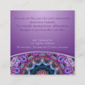 紫色のはす曼荼羅の正方形 スクエア名刺 (裏面)