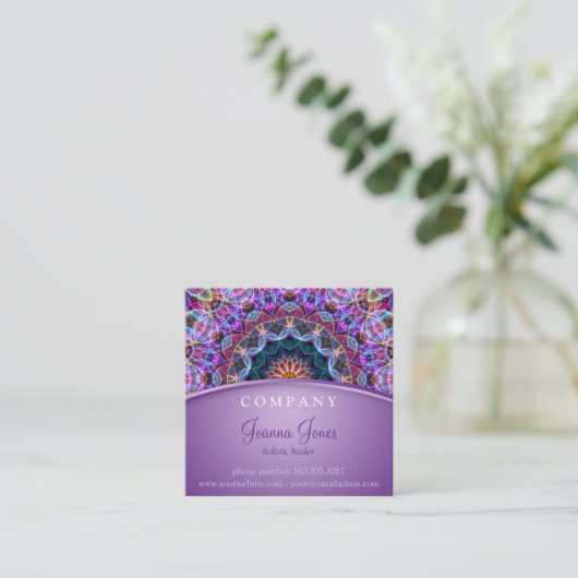 紫色のはす曼荼羅の正方形 スクエア名刺 (スタンド正面)