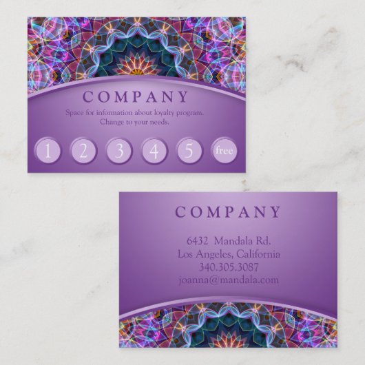 紫色のはす曼荼羅の顧客のロイヤリティカード ロイヤリティカード (正面/裏面)