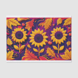 紫色のひまわりトリオ、秋用の花 薄葉紙