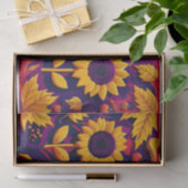 紫色のひまわりトリオ、秋用の花 薄葉紙 (ギフト)