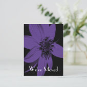 紫色のひまわり新住所フローラ絵葉書 案内ポストカード (スタンド正面)