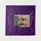 紫色のひまわり水彩写真ブライダルシャワー タペストリー (正面(横))