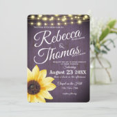 紫色のひまわり素朴とラ結婚イト 招待状 (スタンド正面)