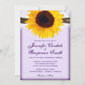 紫色のひまわり素朴国の結婚式招待状 招待状 (正面)