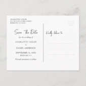 紫色のひまわり結婚式の日付はがきを保存 案内ポストカード (裏面)