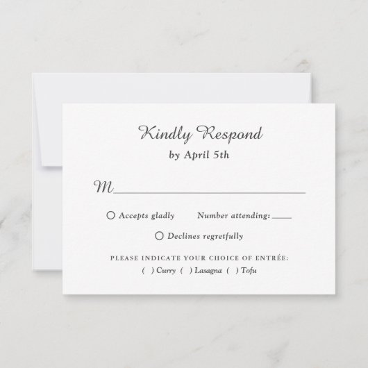 紫色のひまわり結婚式RSVPカードの食事の選択 出欠カード (裏面)