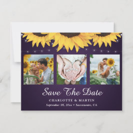 紫色のひまわり3 Photo Save The Date Cards セーブザデート