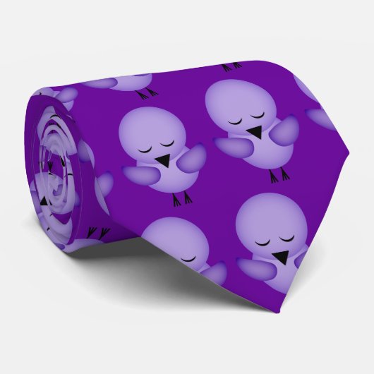紫色のひよこのタイ ネクタイ (ロール)