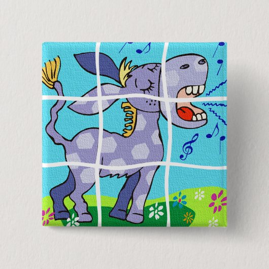 紫色のろばボタン 缶バッジ (正面)