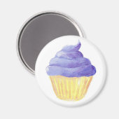 紫色のアイシングのカップケーキ マグネット (正面/裏面)