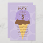 紫色のアイスクリームコーンの誕生日の招待状 招待状 (正面/裏面)