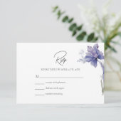 紫色のアイリスの水の結婚色 出欠カード (スタンド正面)