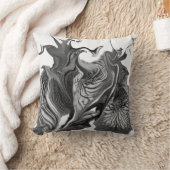 紫色のアイリスの花の渦巻き/黒と白/ クッション (ブランケット)