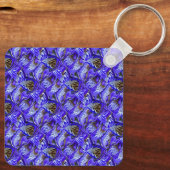 紫色のアイリスの花/傾斜/タイル/ キーホルダー (裏面)