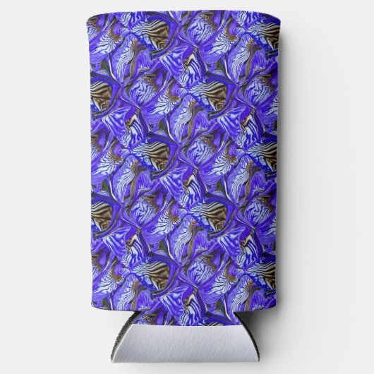 紫色のアイリスの花/傾斜/タイル/ スリム缶クーラー (正面)