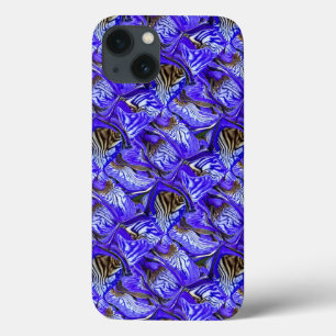 紫色のアイリスの花/傾斜/タイル/ iPhone 13ケース