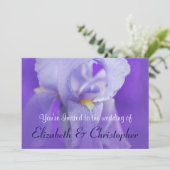 紫色のアイリスをテーマにした結婚式の招待 招待状 (スタンド正面)