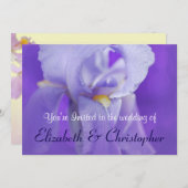 紫色のアイリスをテーマにした結婚式の招待 招待状 (正面/裏面)