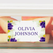 紫色のアイリスパーソナライズされたフローラ名衣類 ラベル (貼付)