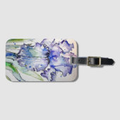 紫色のアイリスフラワーフローラ水彩ラゲージタグ ラゲッジタグ (正面横)