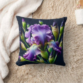 紫色のアイリスブークオンブラック クッション (ブランケット)