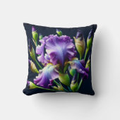 紫色のアイリスブークオンブラック クッション (正面)