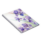 紫色のアイリスブーケオンホワイト ノートブック (右側)