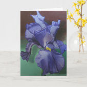 紫色のアイリス挨拶状 カード (黄色い花)