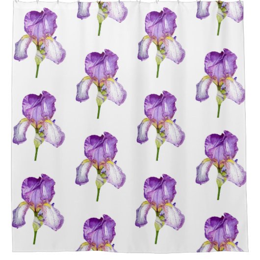 紫色のアイリス植物の花の芸術のシャワー・カーテン シャワーカーテン (正面)