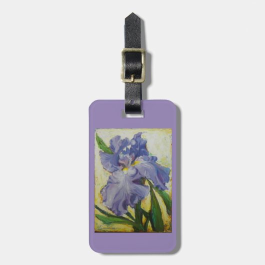 紫色のアイリス荷物の財布かキーホルダーのラベル ラゲッジタグ (正面縦)