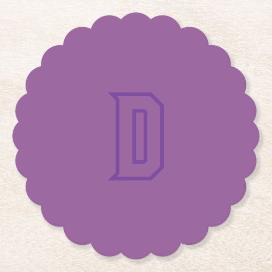 紫色のアウトラインDモノグラムコースター ペーパーコースター (正面)
