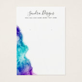 紫色のアクアブルーの水カラーのイヤリングディスプレイカード (正面)