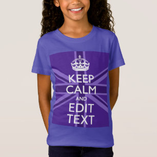 紫色のアクセントは平静およびあなたの文字の英国国旗保ちます Tシャツ