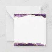 紫色のアゲテグエードスクリプトモノグラム金ゴールドグリッター ノートカード (裏面)