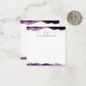 紫色のアゲテグエードスクリプトモノグラム金ゴールドグリッター ノートカード (正面/裏面インサイチュ)