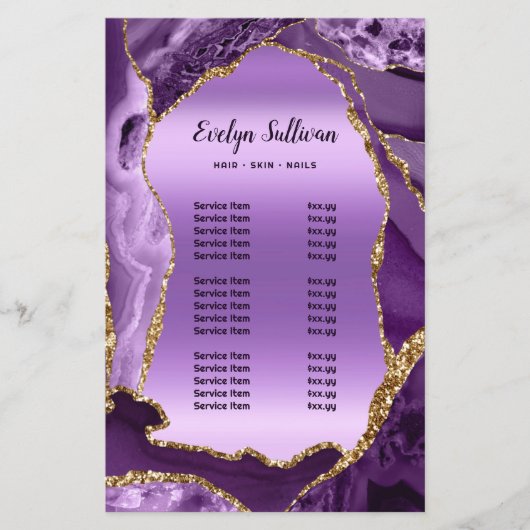 紫色のアゲフェイクートフォイルの価格リストのフライヤー チラシ (正面)