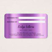 紫色のアゲフェイクート箔の紹介カード (裏面)