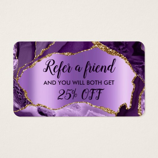 紫色のアゲフェイクート箔の紹介カード (正面)