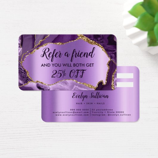 紫色のアゲフェイクート箔の紹介カード (デスク)