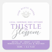 紫色のアザミのリードのディフューザー製品 スクエアシール (正面)