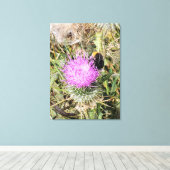 紫色のアザミの上のミツバチ。 キャンバスプリント (インサイチュ (ウッドフロア))