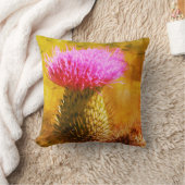 紫色のアザミ花クローズアップ抽象芸術 クッション (ブランケット)