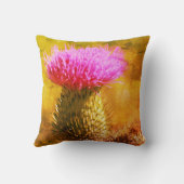 紫色のアザミ花クローズアップ抽象芸術 クッション (裏面)