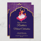 紫色のアジアのアラビアの黄金のパタ縁どーン・メーンディ シーズンカード (正面/裏面)
