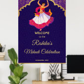 紫色のアジアのアラビアの黄金のパタ縁どーン・メーンディ ポスター (ホームオフィス)