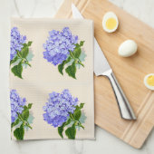 紫色のアジサイによってはヴィンテージパターンが開花します キッチンタオル (四つ折り)