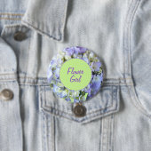 紫色のアジサイのフラワー・ガール 缶バッジ (インサイチュ)